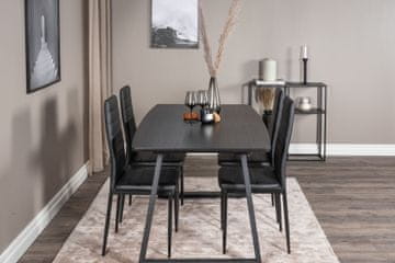 Venture Design Jedilna miza in stol komplet Inca miza 75x160x85 cm stol 48x98x42 cm črna