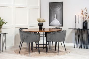 Venture Design Jedilna miza in komplet stolov okrogla miza 140x75 cm rjava in siva