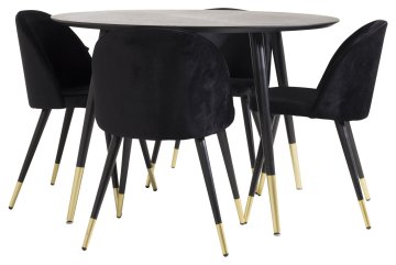 Venture Design Jedilna miza in stol komplet Dipp miza 115x75 cm stol 57x76,5x50 cm črna