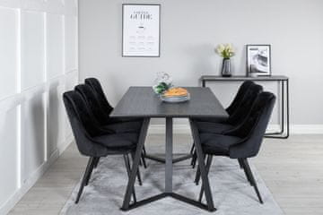 Venture Design Jedilna miza in stol komplet Marina, miza 75x180x90 cm, stol 66x88,5x50 cm, črna