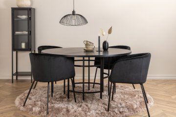 Venture Design Jedilna miza in stol komplet, okrogla miza 140x74 cm, stol 55x78x55 cm, črna