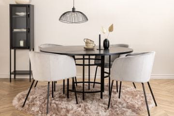 Venture Design Jedilna miza in komplet stolov, okrogla miza in 4 stoli, 140x74 cm, črno-siva
