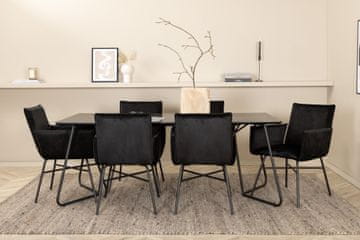 Venture Design Jedilna miza in stol komplet Petra miza 75x190x90 cm stol 60x87x57 cm črna