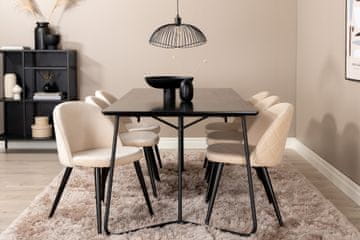 Venture Design Jedilna miza in stol Petra, miza 75x190x90 cm, stol 57x76,5x50 cm, črna, bež