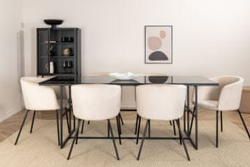 Venture Design Jedilna miza in stol komplet Leif in Berit 74x200x90 cm črna bež