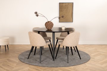 Venture Design Jedilna miza in stol komplet Dipp miza 115 cm stol 57x76,5x50 cm črna bež