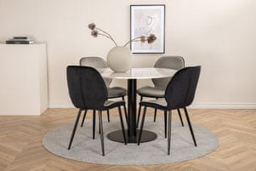 Venture Design Jedilna miza in stol komplet Estelle in Emma, miza 106x75 cm, stoli 57x47x89 cm, bela, črna, siva