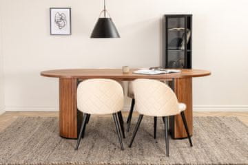 Venture Design Jedilna miza in stol Bianca ovalna 200x90x75 cm oreh bež črna