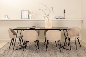 Venture Design Jedilna miza in stol Petra 75x190x90 cm črna bež