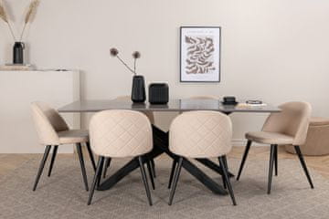 Venture Design Jedilna miza in stol Piazza, miza 76x180x90 cm, stol 57x76,5x50 cm, črna, bež, siva