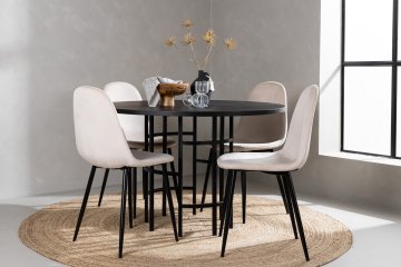 Venture Design Jedilna miza in stol komplet Copenhagen in miza Polar 115x74 cm črna bež