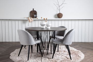 Venture Design Jedilna miza in stol komplet okrogla miza 120x74 cm stoli 57x76,5x50 cm črno siva