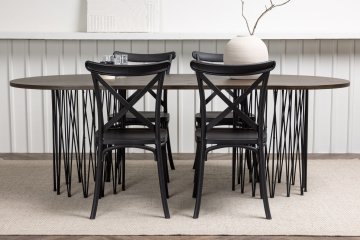 Venture Design Jedilna miza in komplet stolov Stone Crosett 74x220x100 cm črna