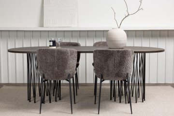 Venture Design Jedilna miza in stol komplet Stone Oval in Modesto 74x220x100 cm črna