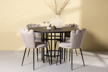 Venture Design Jedilna miza in stol set Copenhagen Limhamn miza 115x74 cm črna bež