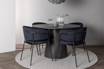 Venture Design Jedilna miza in stol Lanzo Selma, miza 120x75 cm, stol 58x82x54 cm, moka črna