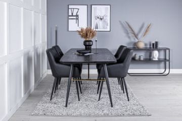 Venture Design Jedilna miza in stol komplet Raztegljiva miza 180x85x76 cm in 2 stola Črna