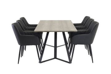 Venture Design Jedilna miza in komplet jedilnih stolov 180x90x75 cm siva črna