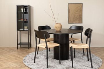 Venture Design Jedilna miza in stol komplet, okrogla miza 110x74 cm, črna