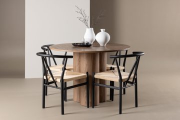 Venture Design Jedilna garnitura Olivia miza in stoli Alfons miza 110x75 cm rjava