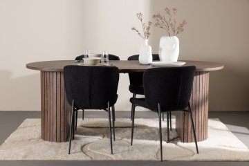 Venture Design Jedilna garnitura Härön jedilna miza z jedilnim stolom Modesto 200x90x75 cm moka in črna