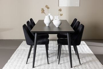 Venture Design Jedilna garnitura Ellis, jedilna miza z nočno jedilno stolico, 230x85x75 cm, črna