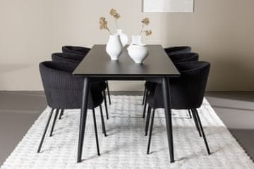 Venture Design Jedilna garnitura Ellis jedilna miza z jedilnim stolom Berit 230x85x75 cm črna