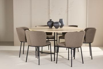 Venture Design Jedilna garnitura Copenhagen miza z 6 stoli Edina 140x74 cm beljen in rjav