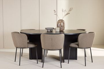 Venture Design Jedilna garnitura Strada miza s 6 stoli Edina 120x74 cm črno rjava
