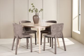 Venture Design Jedilna miza in komplet stolov Flora, miza in 4 stoli Astoria, 120x75 cm, beljen les in rjava