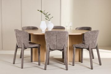 Venture Design Jedilna miza in komplet stolov Strada, miza z 6 stoli, 120x74 cm, beljen rjav