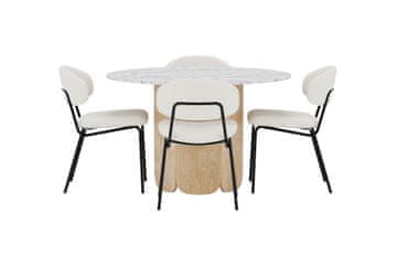Venture Design Jedilna miza in stol komplet, okrogla miza Ø120x75 cm, bela