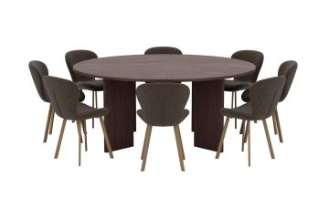 Venture Design Jedilna miza in komplet stolov Graos z 8 stoli Lilja, miza 180x75 cm, rjava