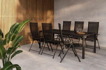 Venture Design Jedilna miza in komplet stolov Giardini miza in 6 stolov Levanzo 200x90x72 cm črna