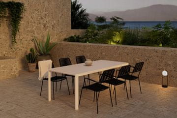 Venture Design Jedilna garnitura Giardini miza z 6 stoli Lindos, miza 72x200x90 cm, bež in črna