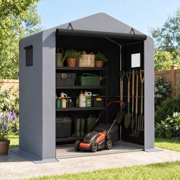 Costway Vrtna uta 190x95x194 cm srebrna z zadrgo in kovinskim ogrodjem iz pocinkanega jekla