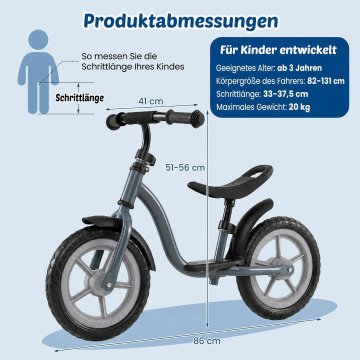 Costway Uravnoteženo kolo z večkrat nastavljivim sedežem in krmilom, modro