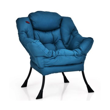 Costway Lenobni stol Navy – Material: jeklo, poliester tkanina, PP bombaž