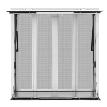 VEVOR Prepognjena polica za okno za prodajo 915x915 mm iz aluminijeve zlitine s 4 drsnimi zasloni in nadstrešnim vratom