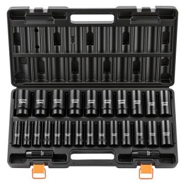 VEVOR Komplet udarnih nasadnih ključev 26-delni 1/2" pogon metrični 10-30 mm 32-36 mm