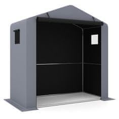 Costway Vrtna uta 190x95x194 cm srebrna z zadrgo in kovinskim ogrodjem iz pocinkanega jekla