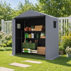 Costway Vrtna uta 190x95x194 cm srebrna z zadrgo in kovinskim ogrodjem iz pocinkanega jekla