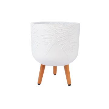 Homestar Stojalo za rastline SKY FERN D30xV39,5 cm belo z lesenimi nogami