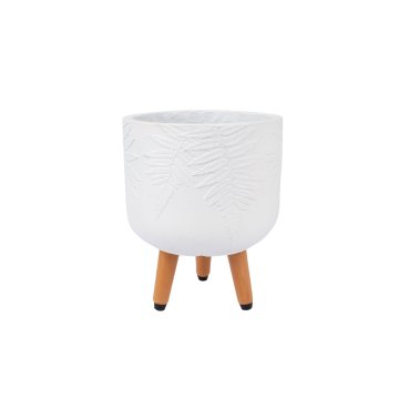 Homestar Stojalo za rastline SKY FERN D24xV29,6 cm belo z lesenimi nogami