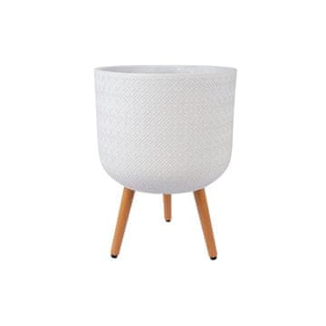 Homestar Stojalo za rastline SKY SELENA D37xV52,3 cm belo z lesenimi nogami