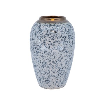 Homestar Vaza TITAN STONE D17xV27 cm bela črni kapljici
