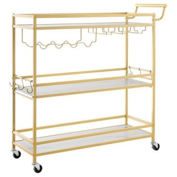 VEVOR Bar voziček 3 nivoji 91x33x93.5 cm zlata