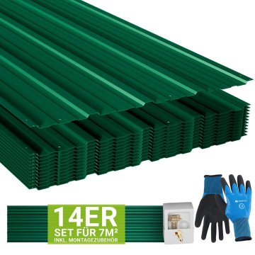 Homestar Komplet valovitih plošč 14 kosov 110 cm zelena