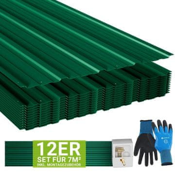 Homestar Komplet valovitih plošč 12 kosov 129 cm zelena