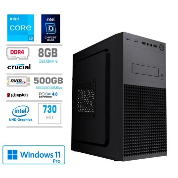 MEGA MT S4 računalnik, Intel Core i3-14100, 8GB, SSD500GB, Intel 730, W11P